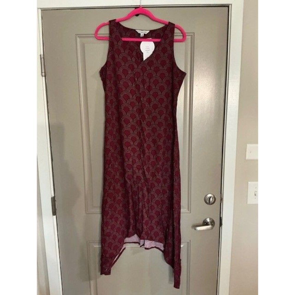 La Mer Luxe Sleeveless Cora Midi Dress in Cannea Crimson Black Color Sz M NWT